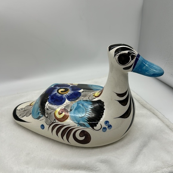 Mexican Folk Art Pottery Large Duck Signed (Mexico Tonala ErmiTanos) - Picture 4 of 7